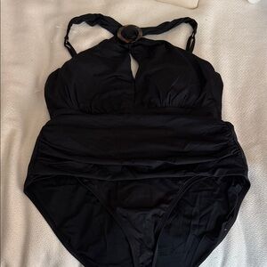 Tommy Bahama Black Halter One-Piece Swimsuit Size 12